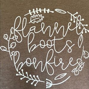 Bella Canvas Brown Long Sleeve Tee with White Floral Script